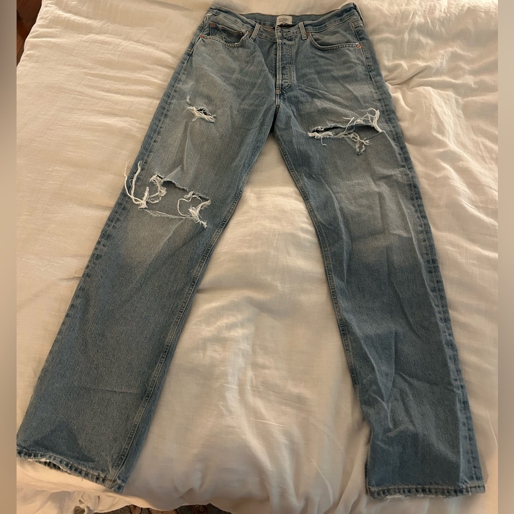 Citizens Of Humanity Blue Straight Jeans Distressed Style